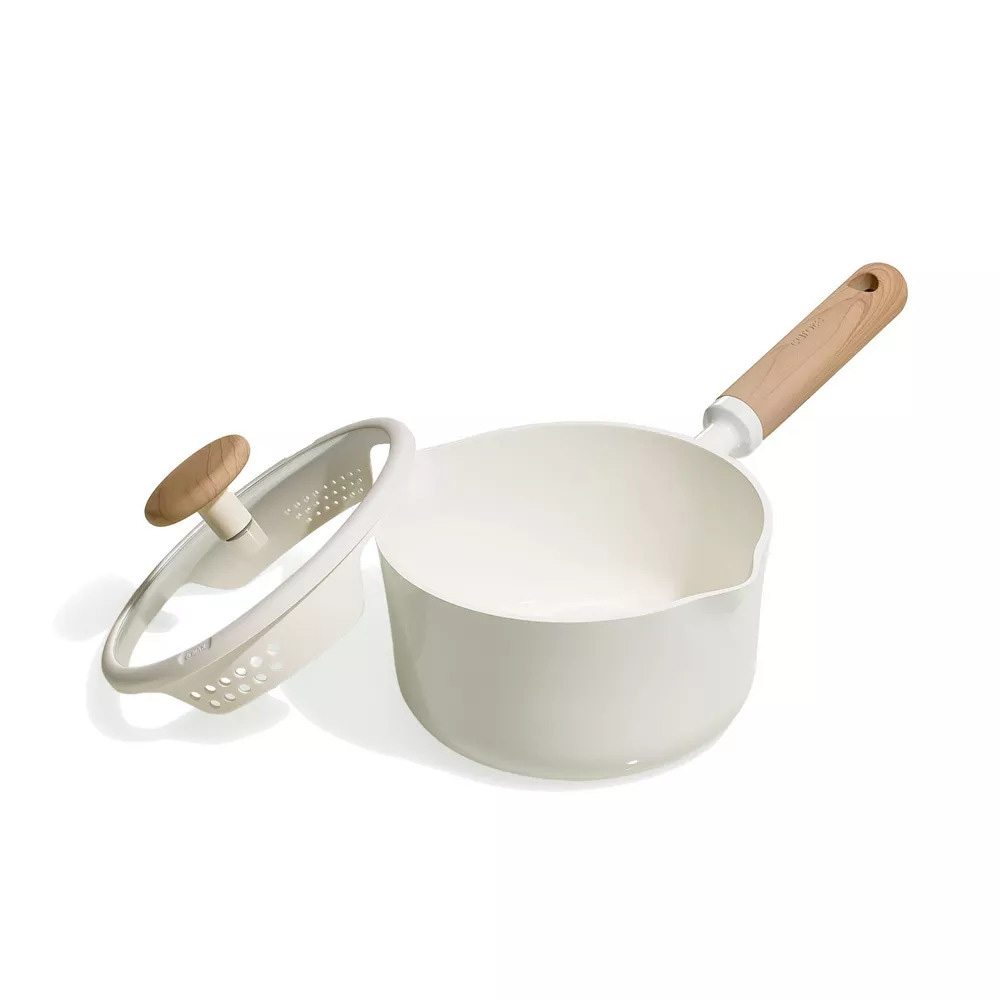 Carote - Ceramic Nonstick Saute Pan With Dual-Size Strainer Lid - Cream
