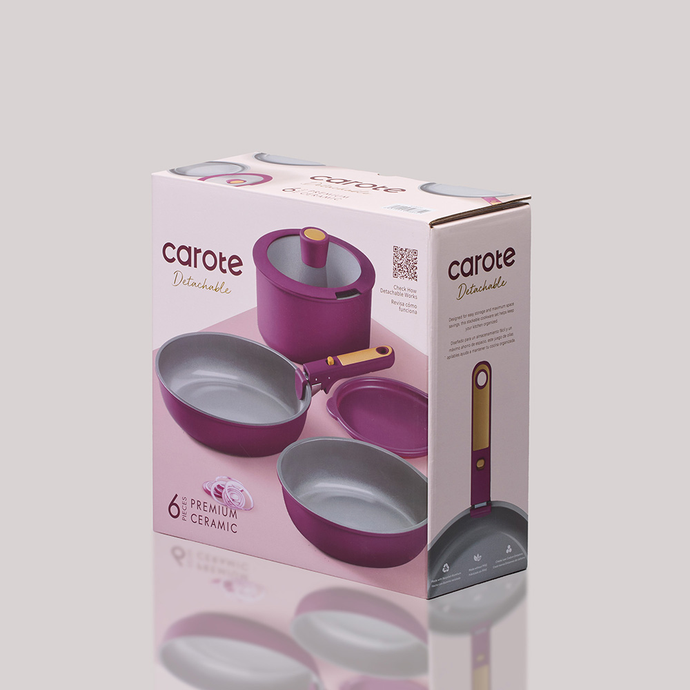 Carote - Ceramic Cookware Set With Detachable Handle - 6Pc-Set