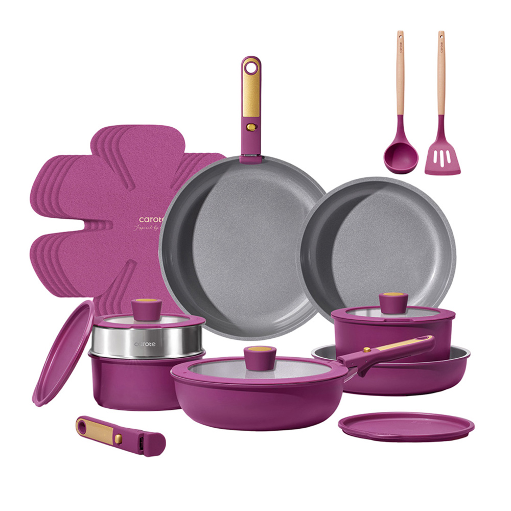 Carote - Ceramic Cookware Set With Detachable Handle - 21Pc-Set