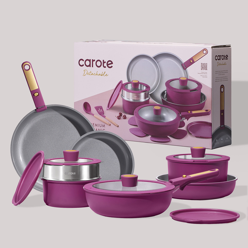 Carote - Ceramic Cookware Set With Detachable Handle - 21Pc-Set