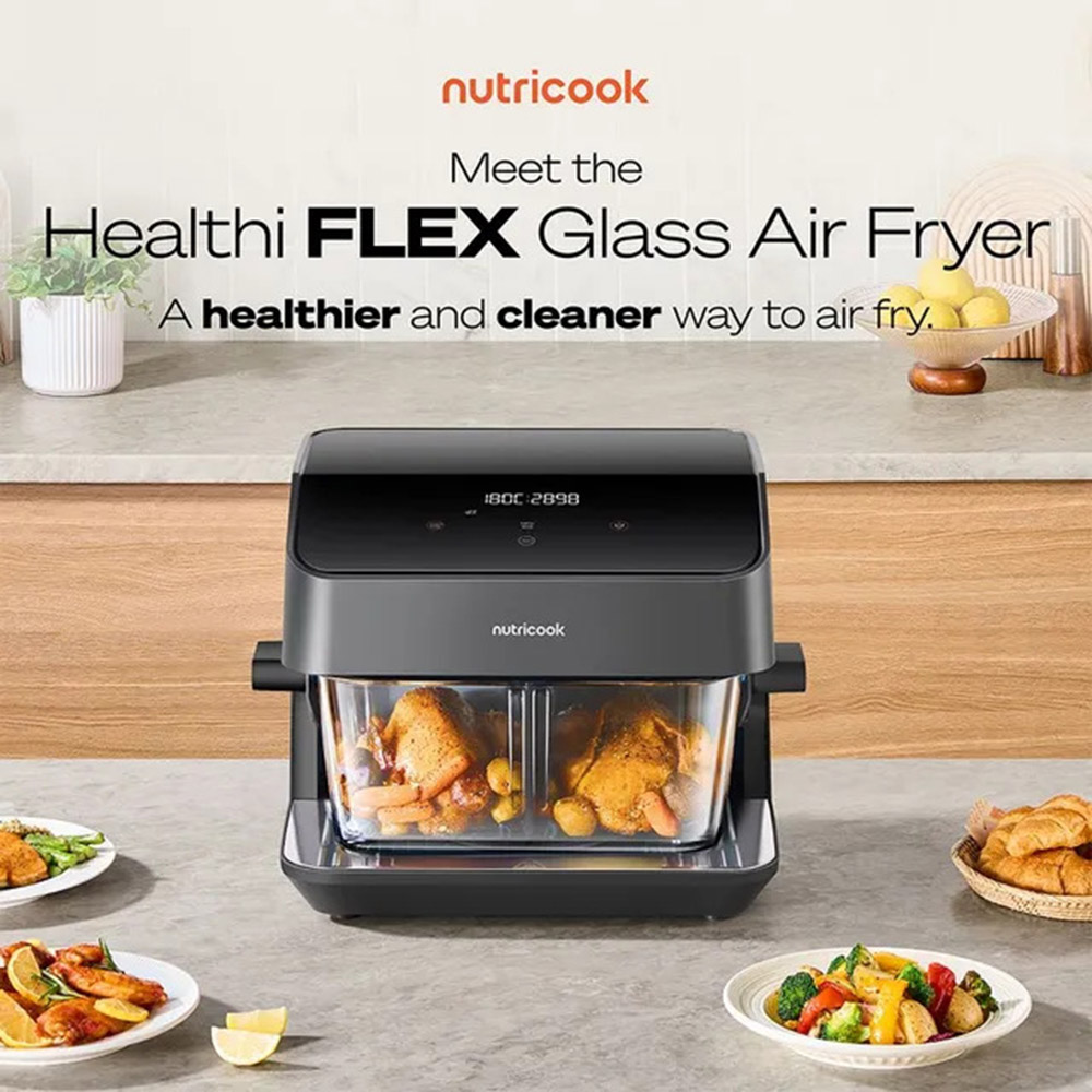 Nutricook - Healthi Flex Glass Air Fryer - Black - 7.6 L