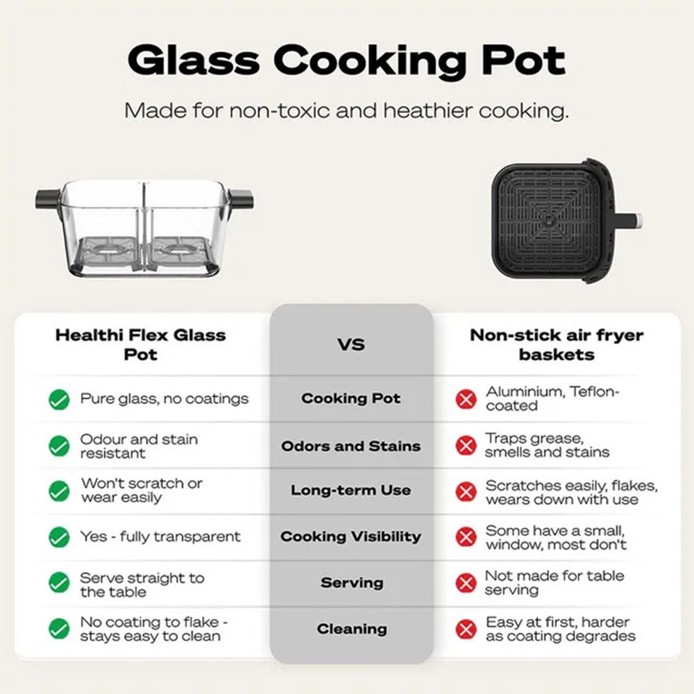 Nutricook - Healthi Flex Glass Air Fryer - Black - 7.6 L