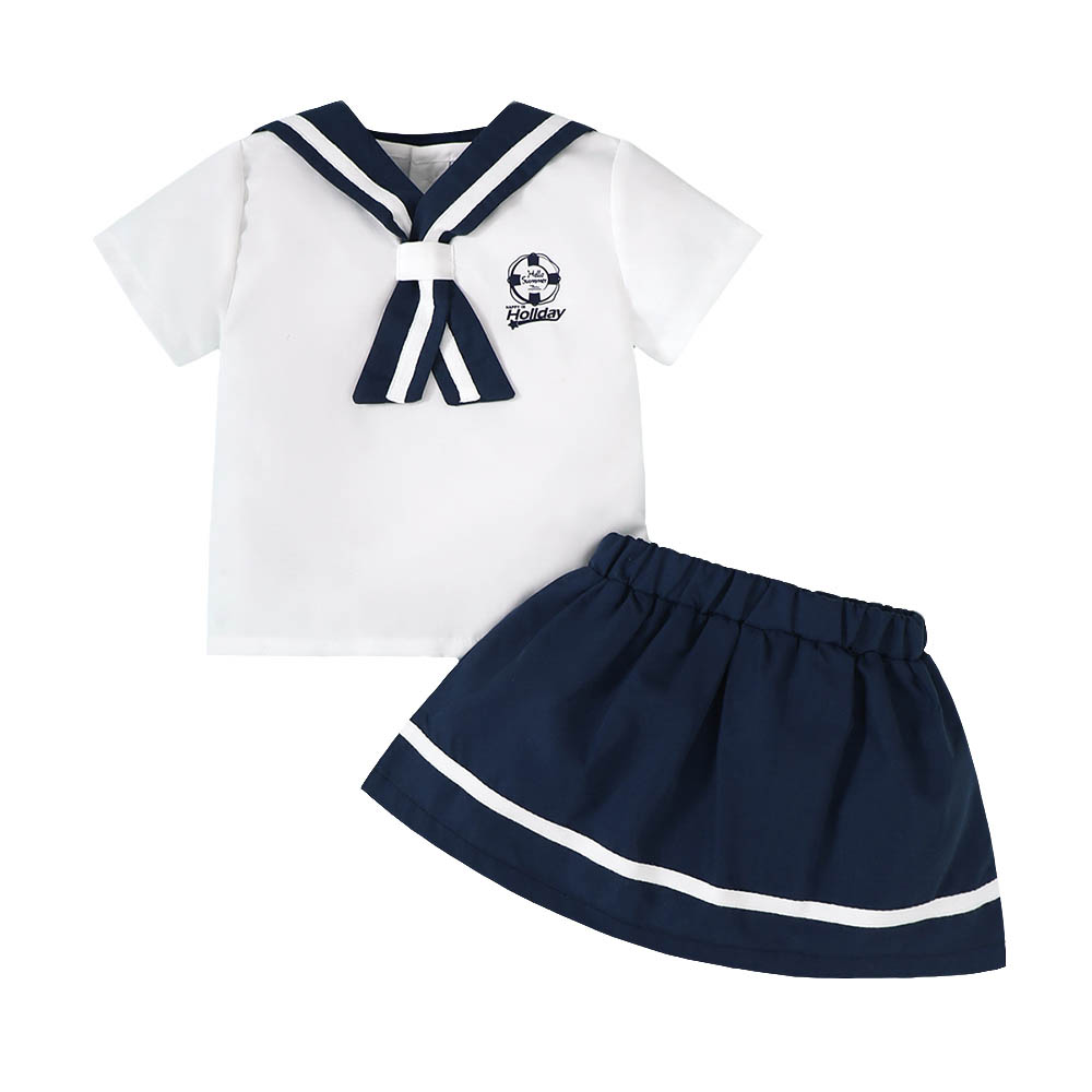 Brownbark Baby Girl's Short Sleeves Top and Short Skirt - Blue - 2 Pcs