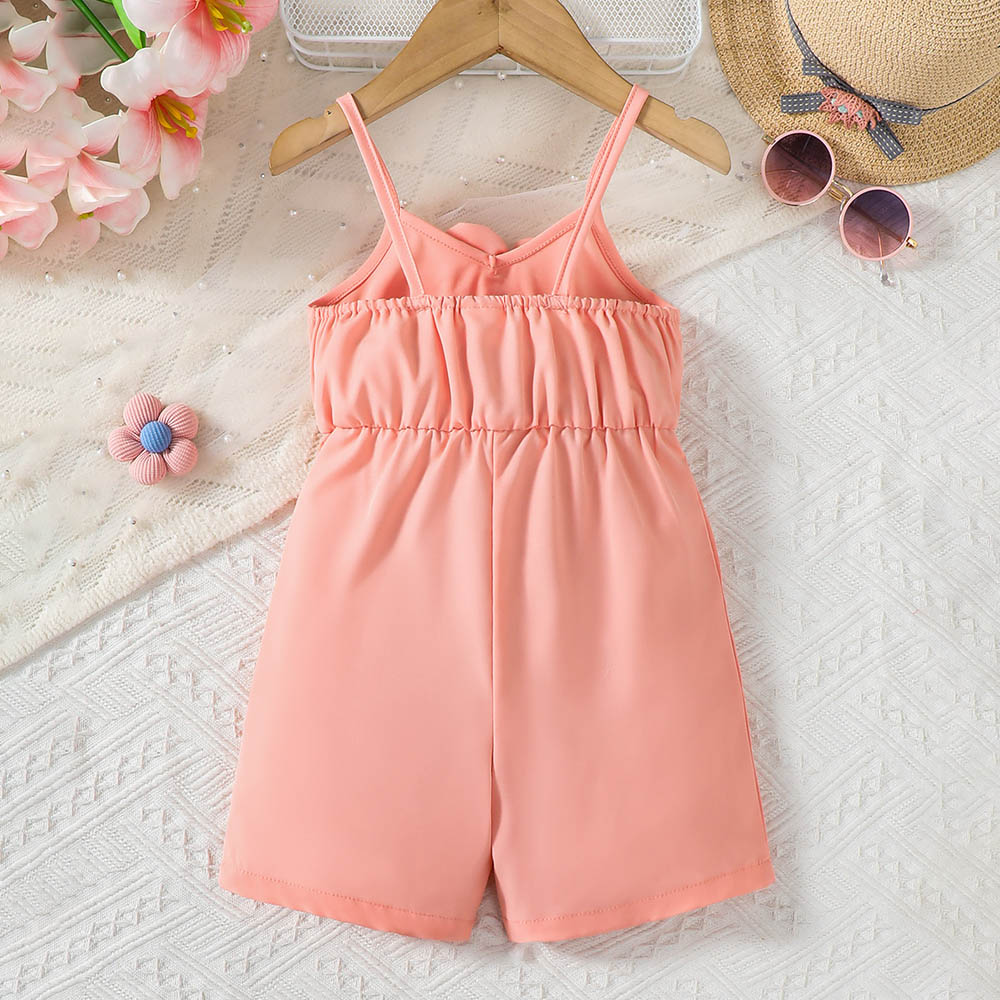 Brownbark Baby Girl's 3D Floral Applique Summer Jumpsuit - Pink