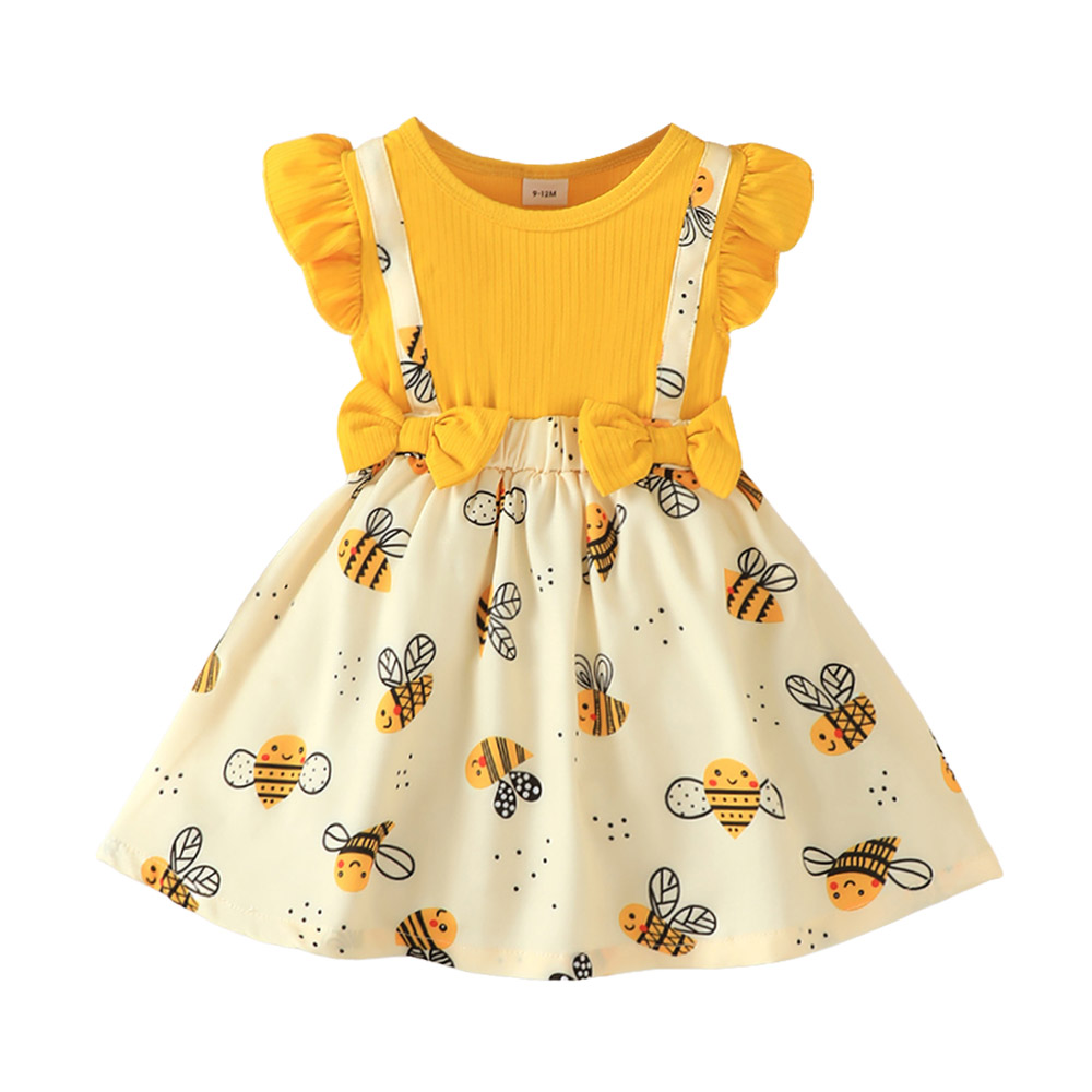 Brownbark Baby Girl's Bee Printed Dress - Yellow