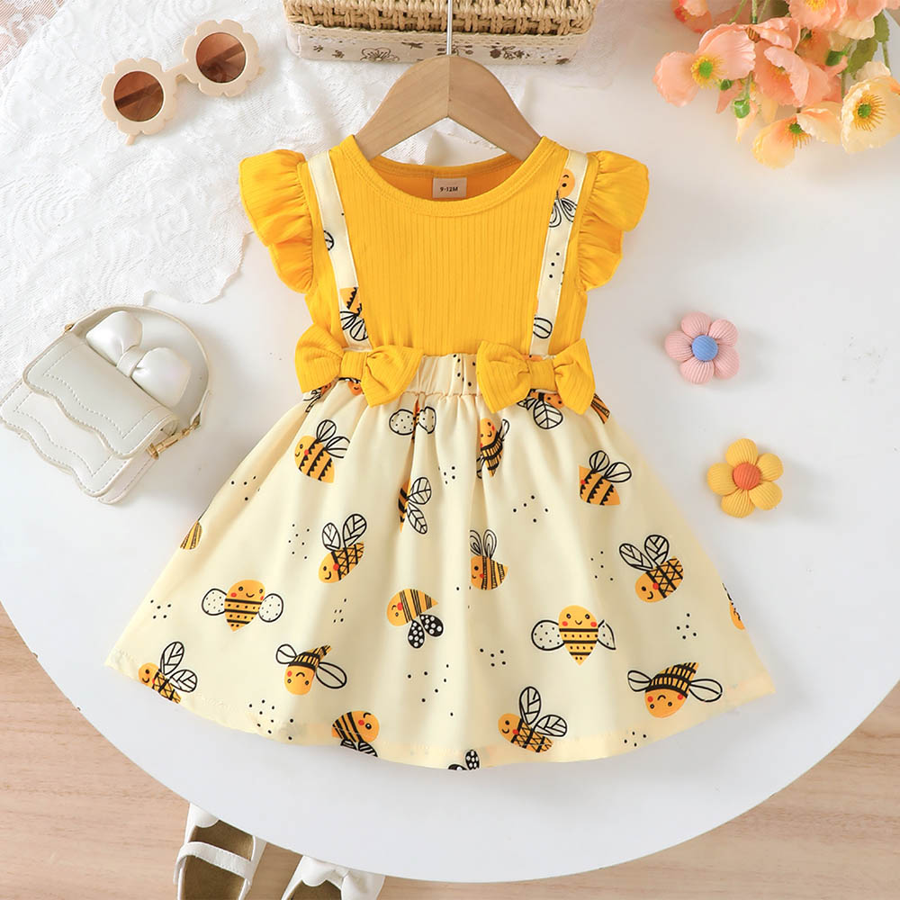 Brownbark Baby Girl's Bee Printed Dress - Yellow
