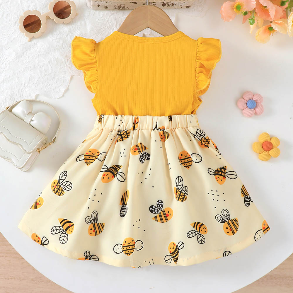 Brownbark Baby Girl's Bee Printed Dress - Yellow