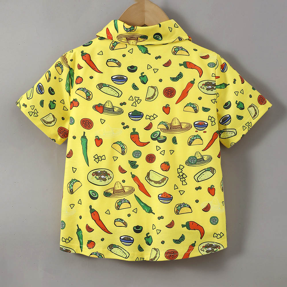 Brownbark Boy's Food Printed Short Sleeves Shirt - Yellow