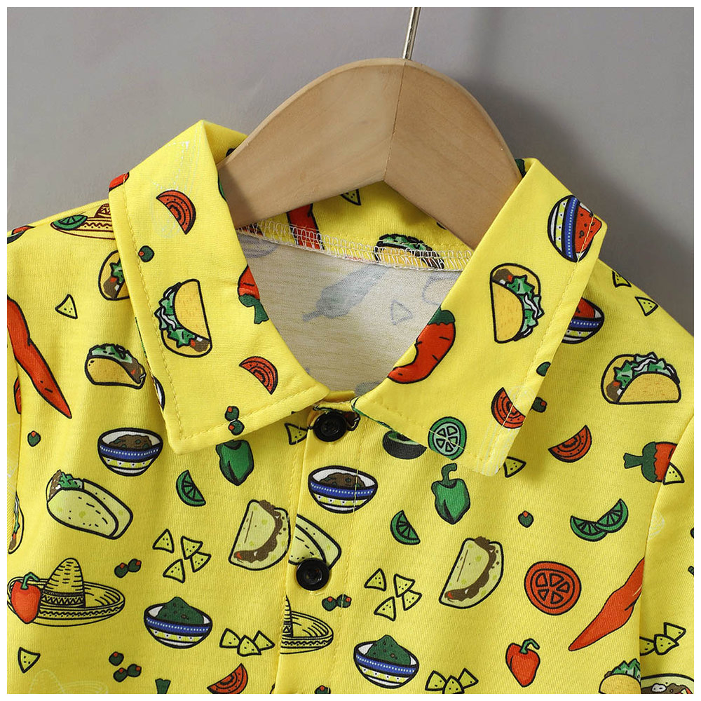 Brownbark Boy's Food Printed Short Sleeves Shirt - Yellow