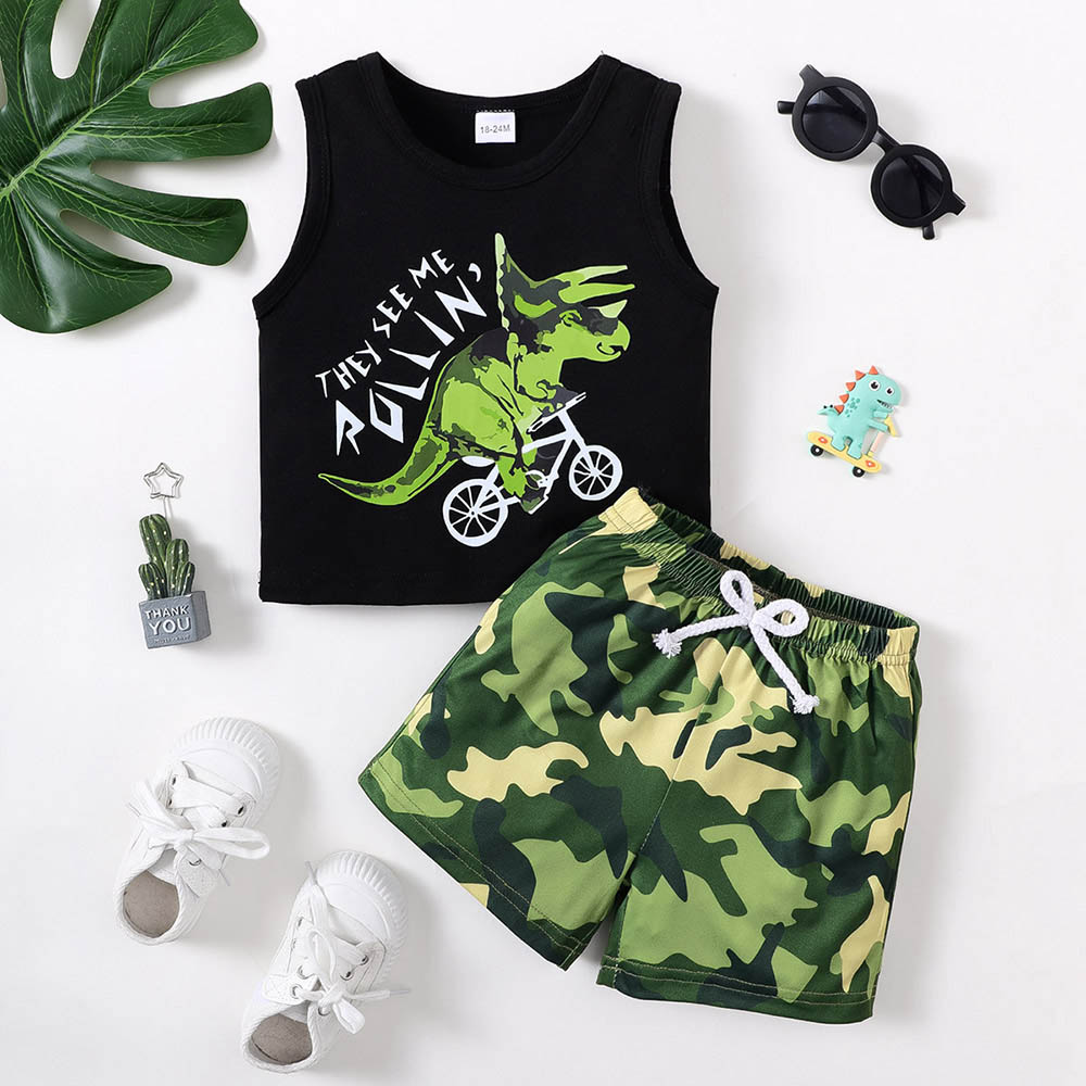 Brownbark Boy's Printed Vest and Shorts - 2 Pcs