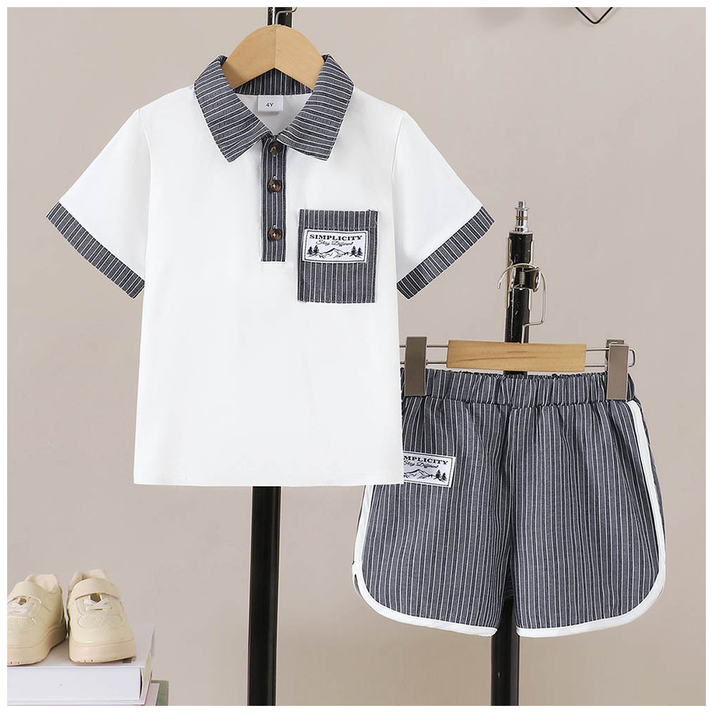 Brownbark Boy's Polo T-Shirt and Shorts - 2 Pcs