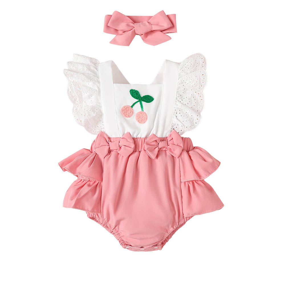 Brownbark Baby Girl's Sleeveless Bodysuit and Headband - Pink - 2 Pcs