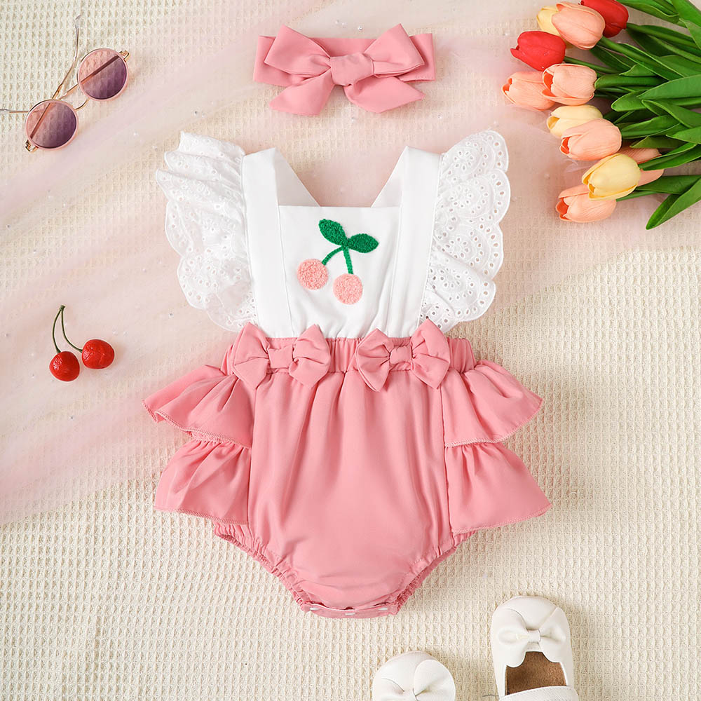 Brownbark Baby Girl's Sleeveless Bodysuit and Headband - Pink - 2 Pcs