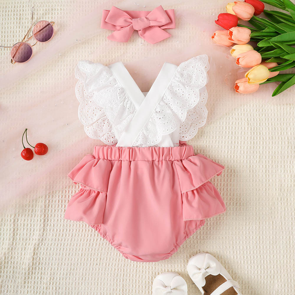 Brownbark Baby Girl's Sleeveless Bodysuit and Headband - Pink - 2 Pcs