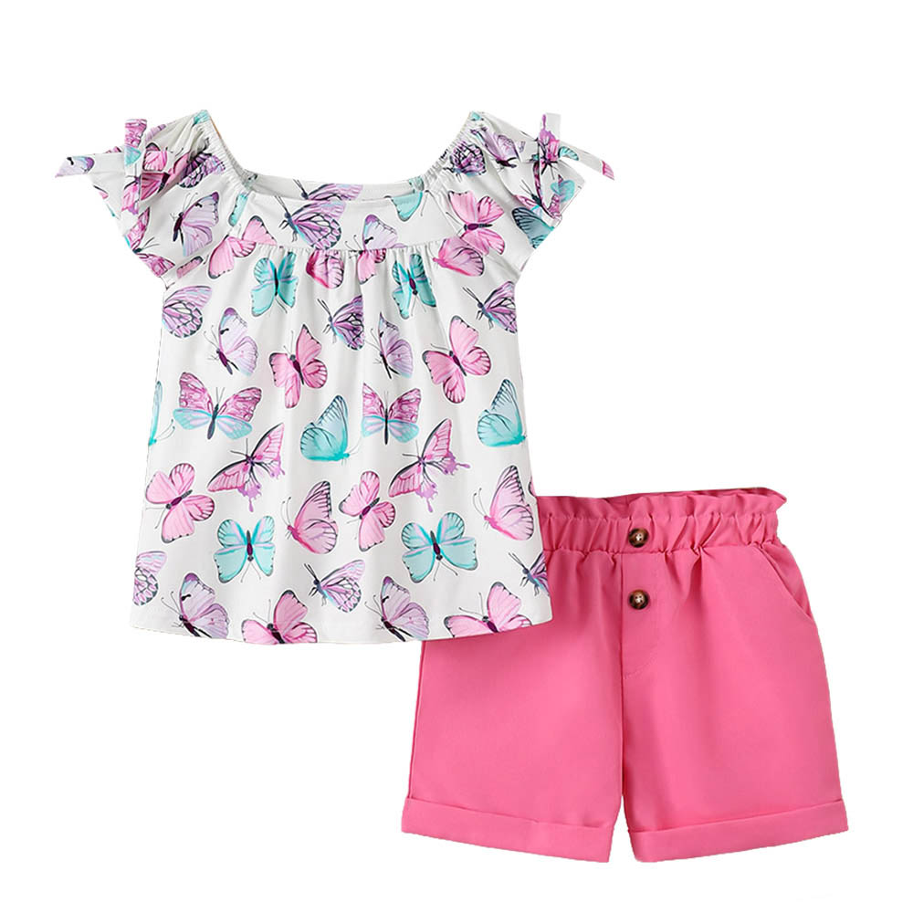 Brownbark Girl's Butterfly Printed Top and Shorts - 2 Pcs