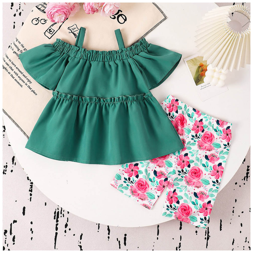 Brownbark Girl's Off-Shoulder Top and Shorts - 2 Pcs