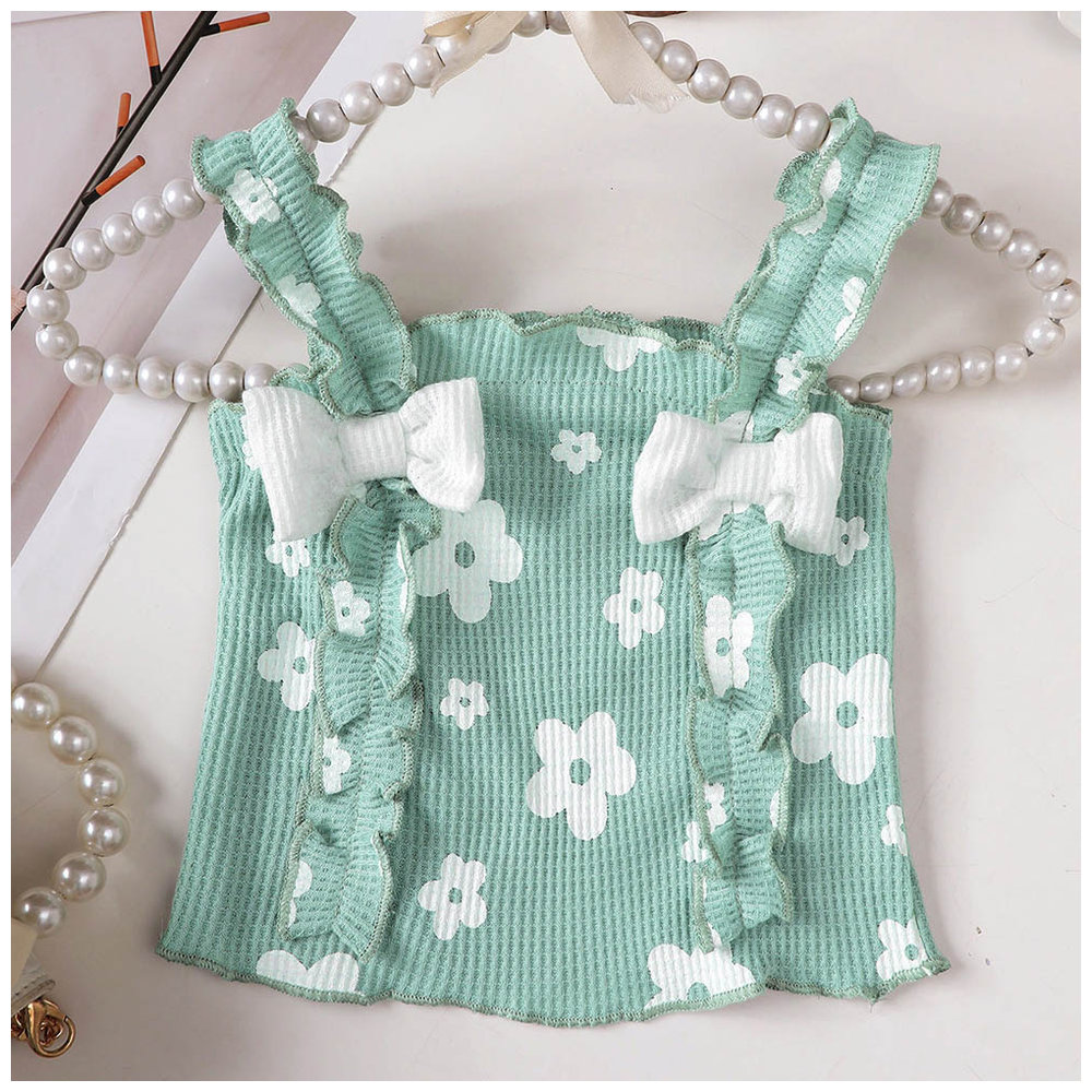 Brownbark Baby Girl's Floral Tank Top and Skirt - Green - 2 Pcs