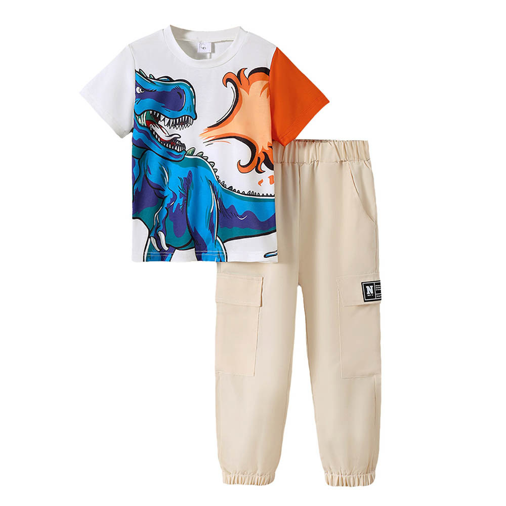 Brownbark Boy's Dino Printed T-Shirt and Joggers - 2 Pcs