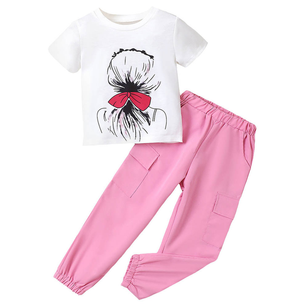 Brownbark Girl's Printed T-Shirt and Joggers - 2 Pcs