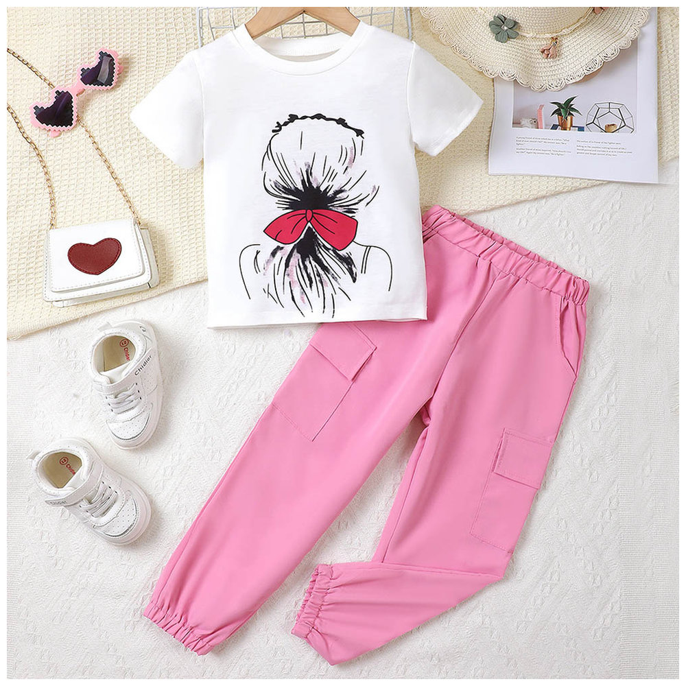 Brownbark Girl's Printed T-Shirt and Joggers - 2 Pcs