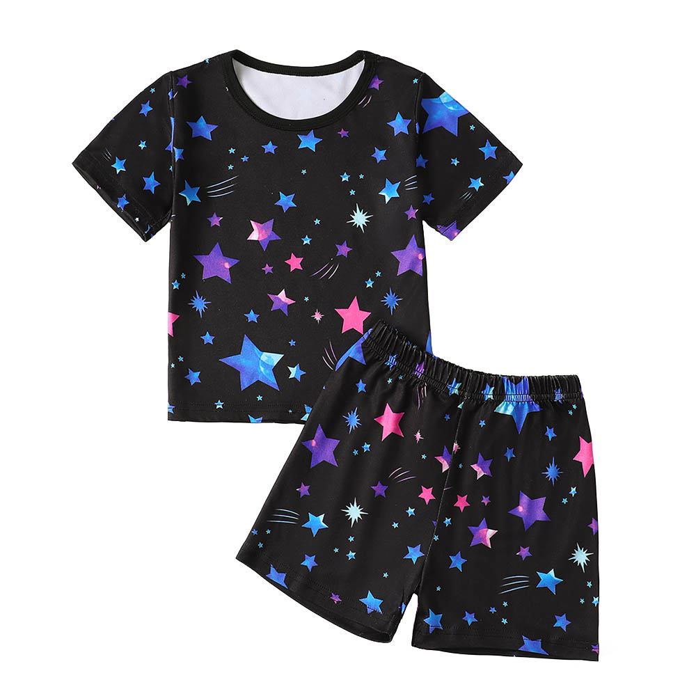 Brownbark Boy's Star Printed Short Sleeve T-Shirt and Shorts - 2 Pcs