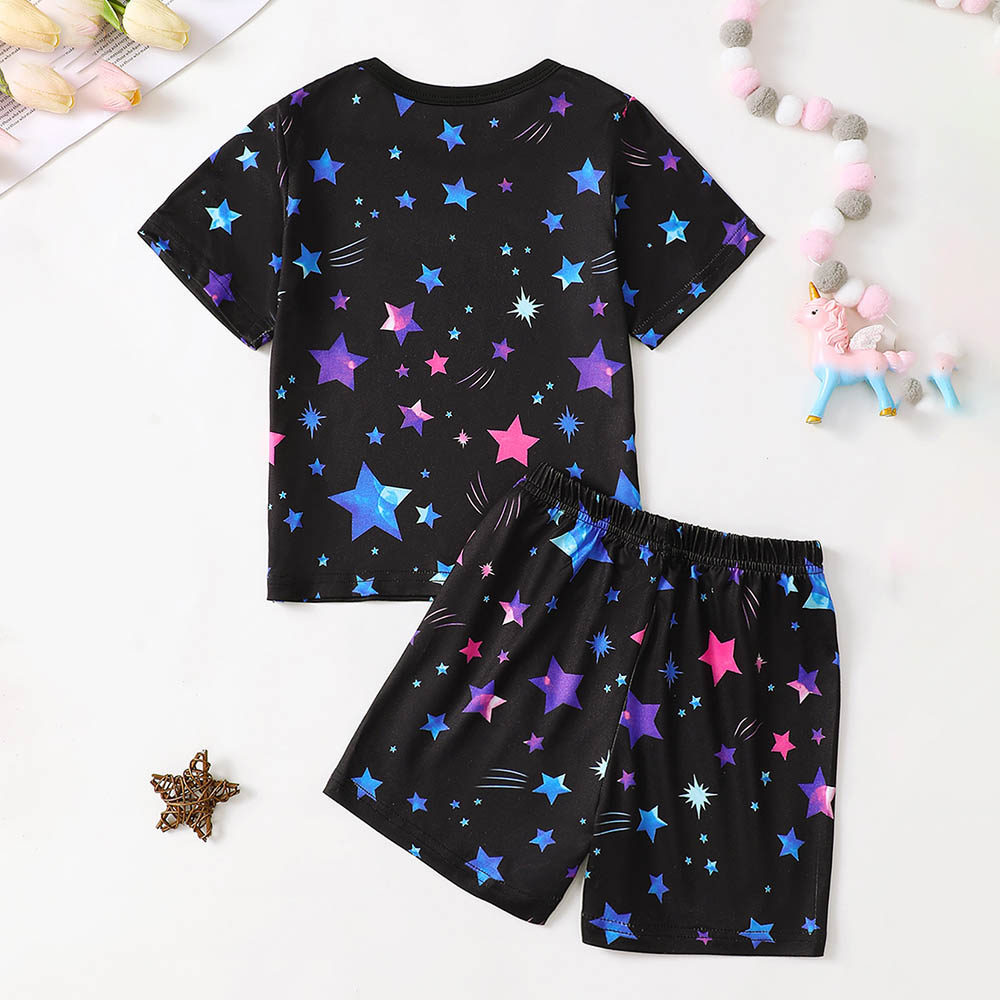Brownbark Boy's Star Printed Short Sleeve T-Shirt and Shorts - 2 Pcs