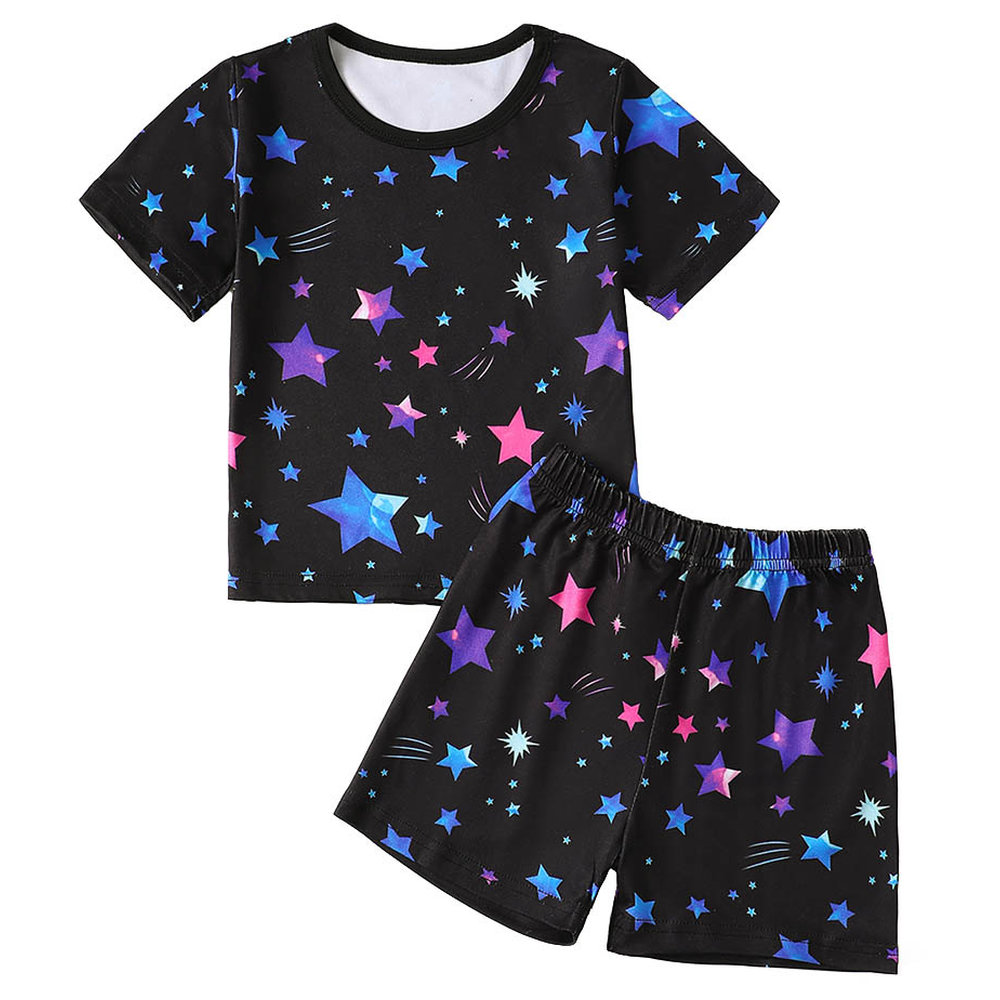 Brownbark Boy's Star Printed Short Sleeve T-Shirt and Shorts - 2 Pcs