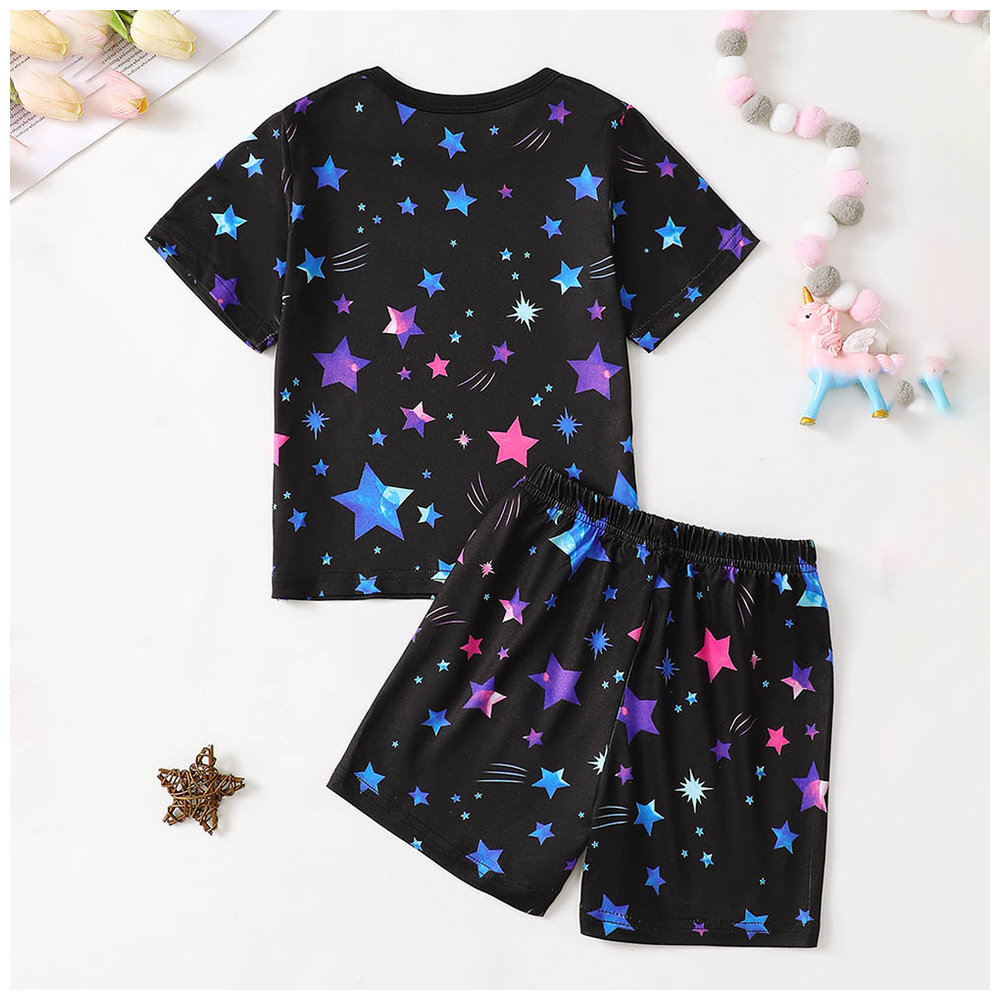 Brownbark Boy's Star Printed Short Sleeve T-Shirt and Shorts - 2 Pcs