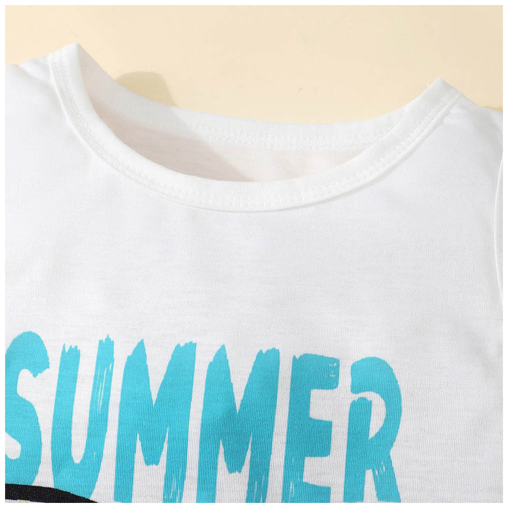 Brownbark Boy's Printed Vest with Shorts and Hat - Blue - 3 Pcs
