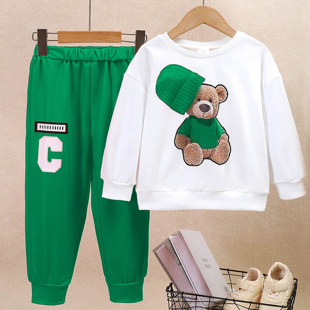 Brownbark Boy's Bear Printed T-Shirt and Joggers - 2 Pcs
