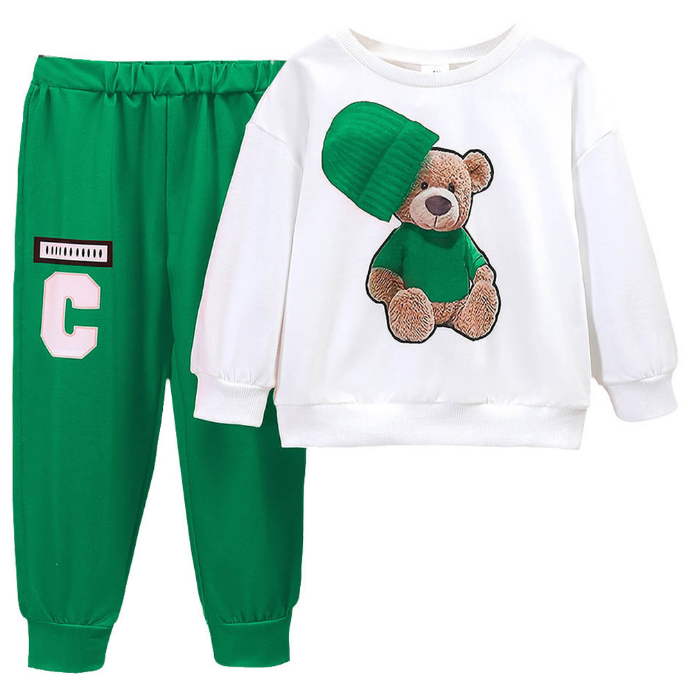 Brownbark Boy's Bear Printed T-Shirt and Joggers - 2 Pcs