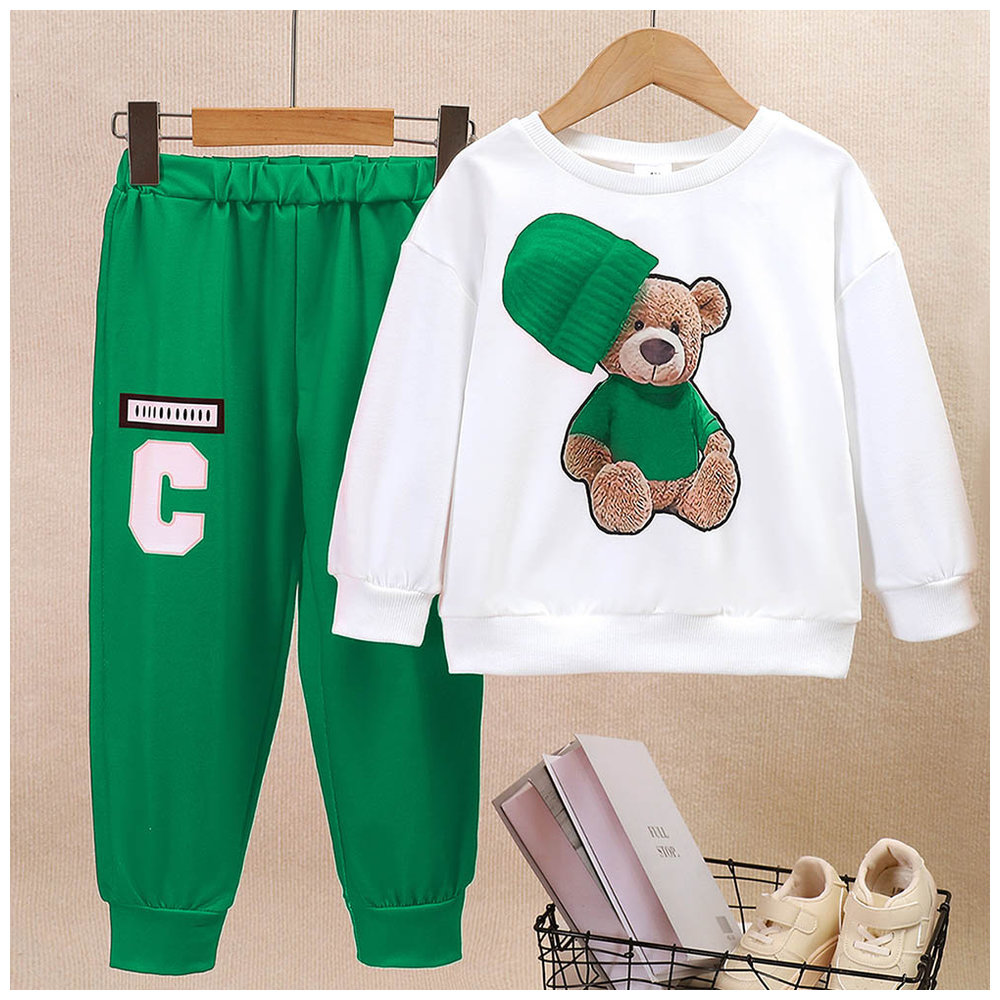 Brownbark Boy's Bear Printed T-Shirt and Joggers - 2 Pcs