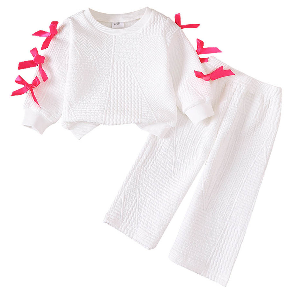 Brownbark Baby Girl's Long Sleeves Top and Trousers - White - 2 Pcs