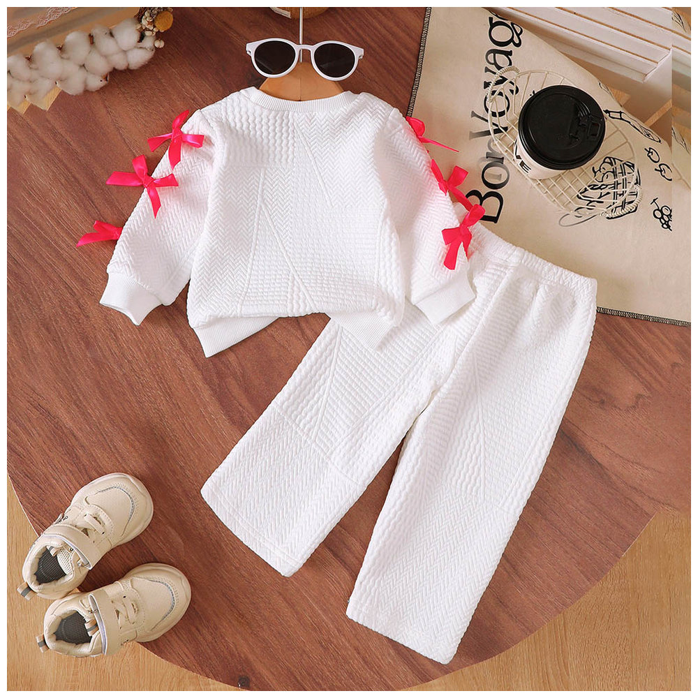 Brownbark Baby Girl's Long Sleeves Top and Trousers - White - 2 Pcs