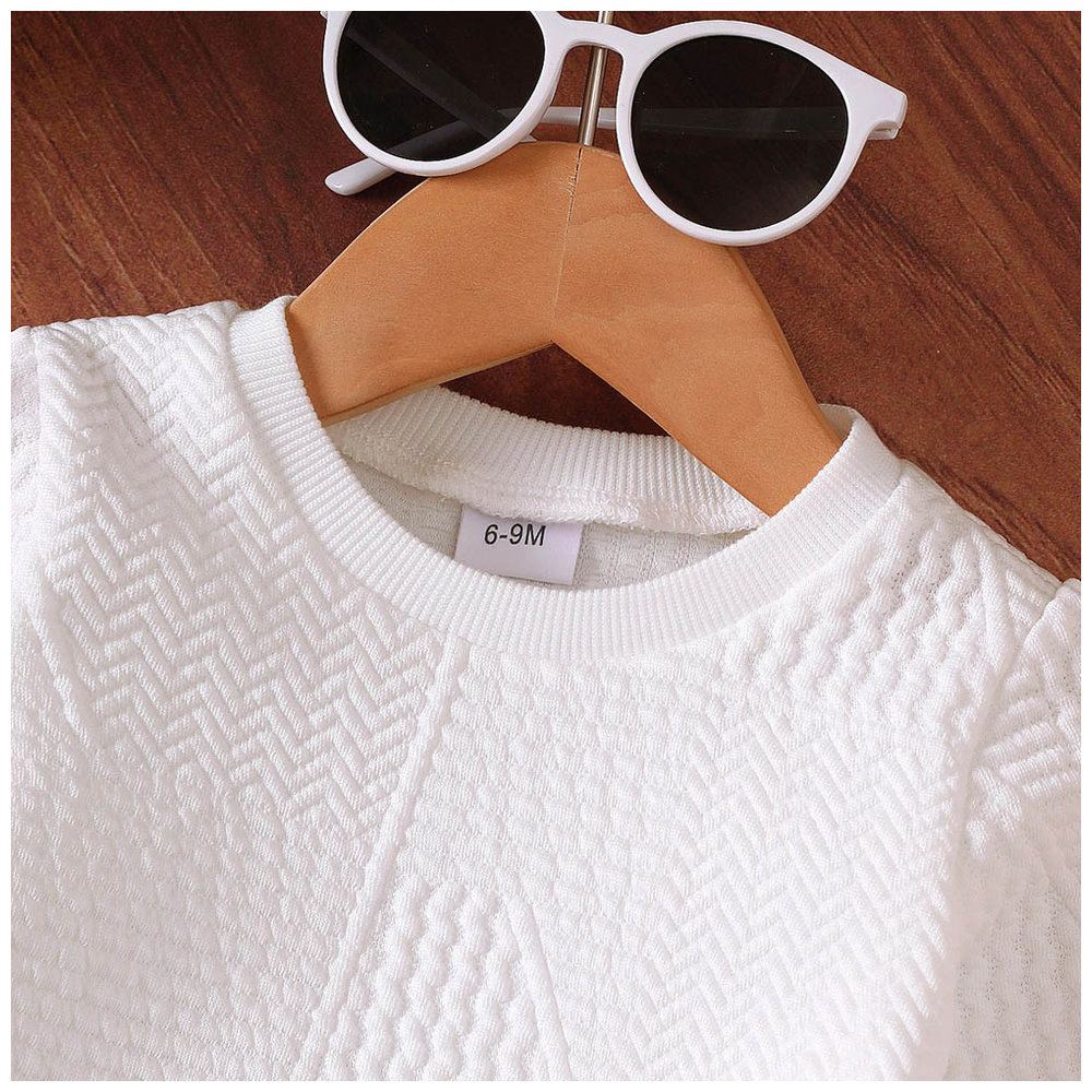 Brownbark Baby Girl's Long Sleeves Top and Trousers - White - 2 Pcs