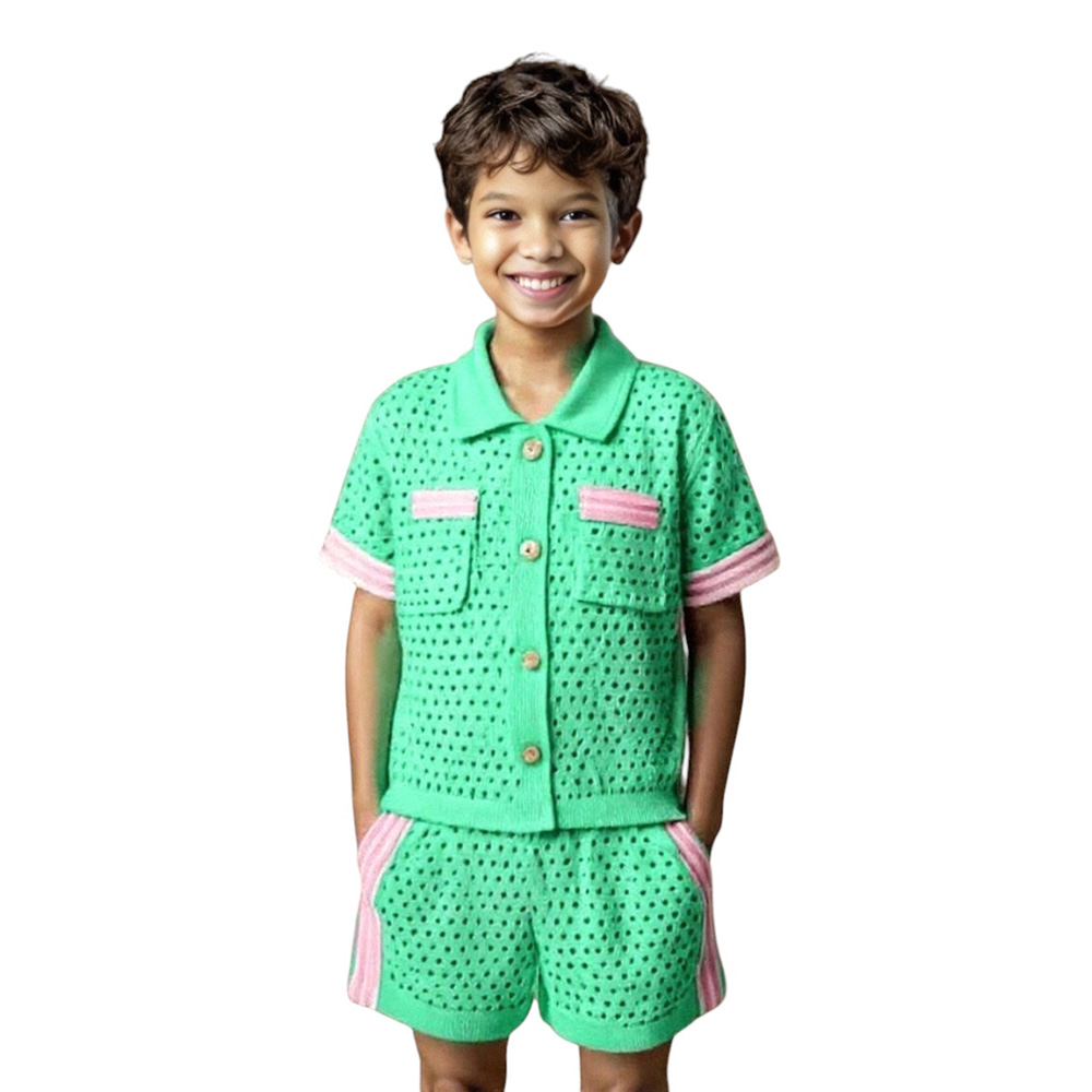 Vybrunt Boy's Knitted T-Shirt and Shorts - 2 Pcs