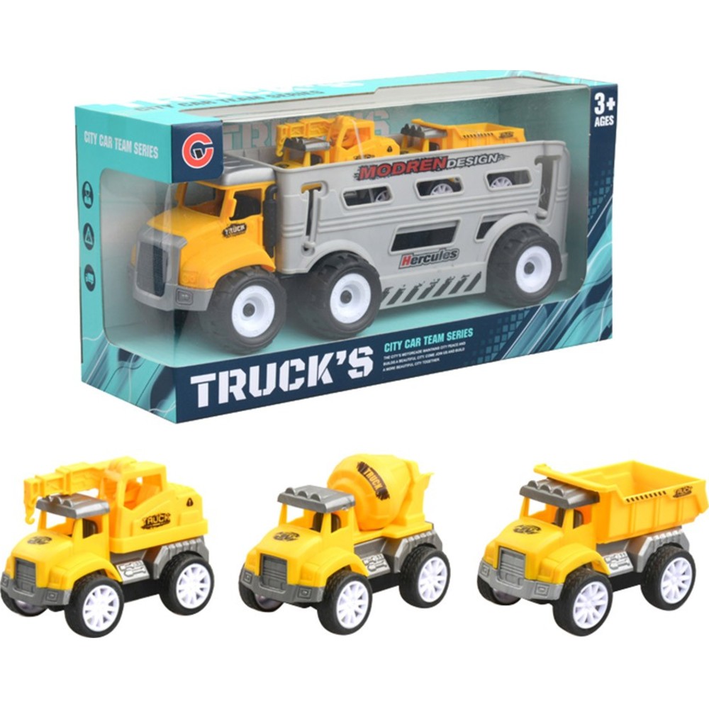 Kikibebe - Friction Truck With Pull-Back Farmer Vehicles - Design May Vary - 3 Pc Set