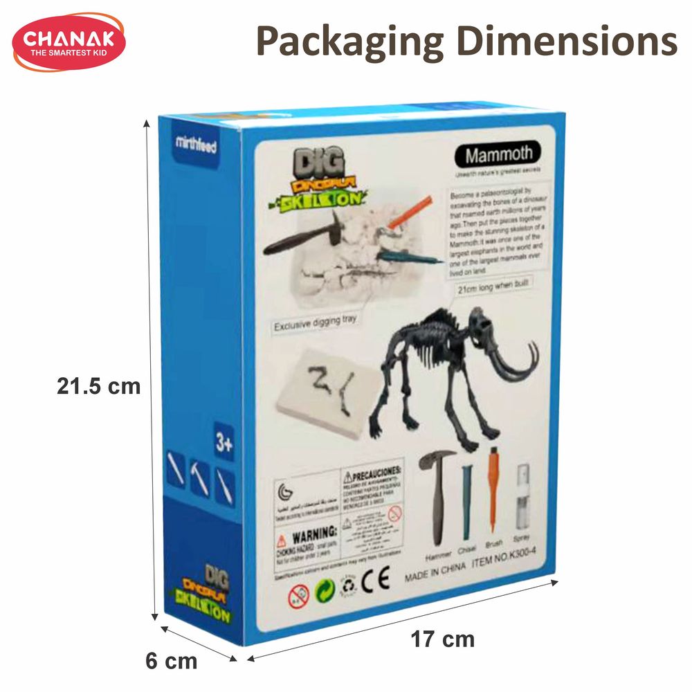 Chanak - Dinosaur Skeleton Dig Kit Mammoth Edition - 6 Pcs