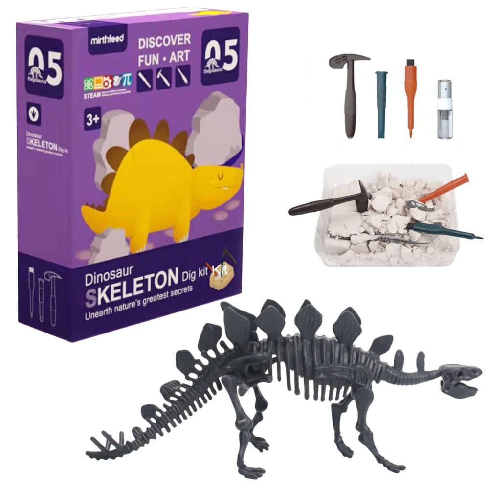 Chanak - Dinosaur Skeleton Dig Kit Stegosaurus Edition - 6 Pcs