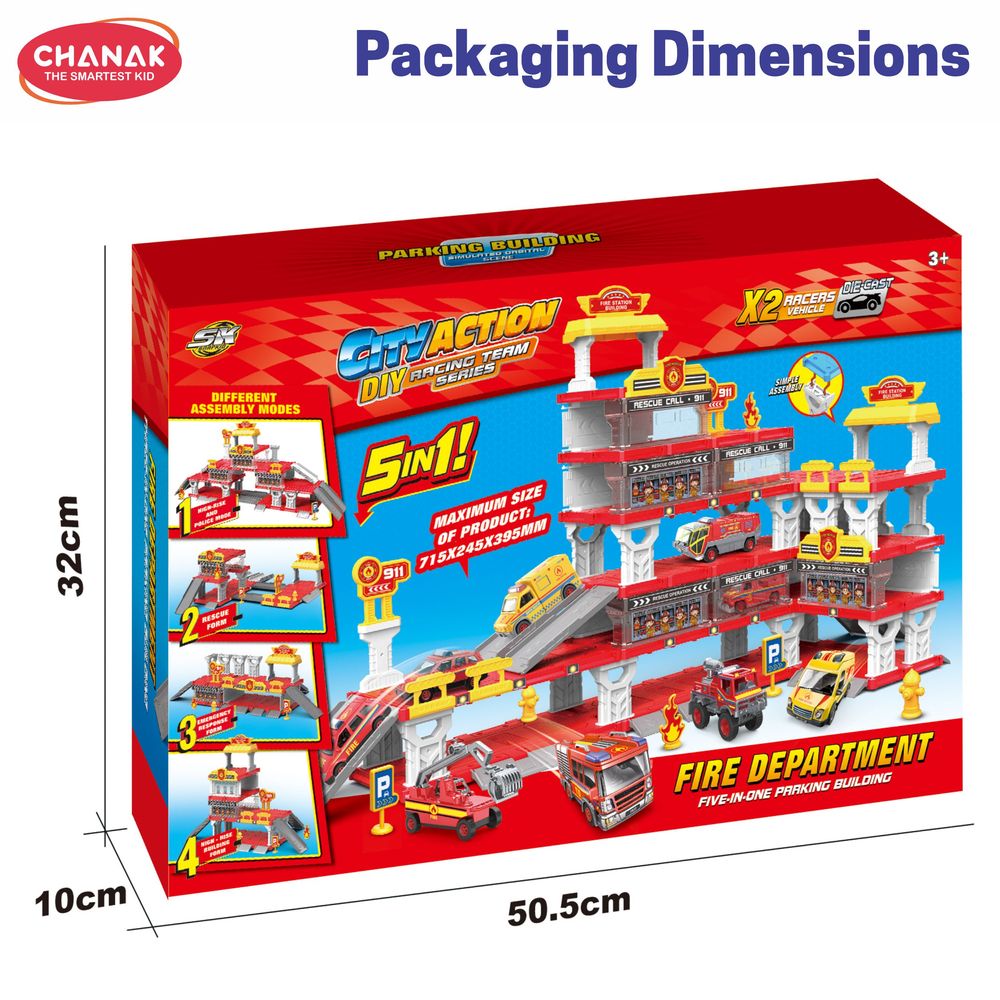 Chanak - 5 In 1 Fire Department Building Playset - 8 Pcs
