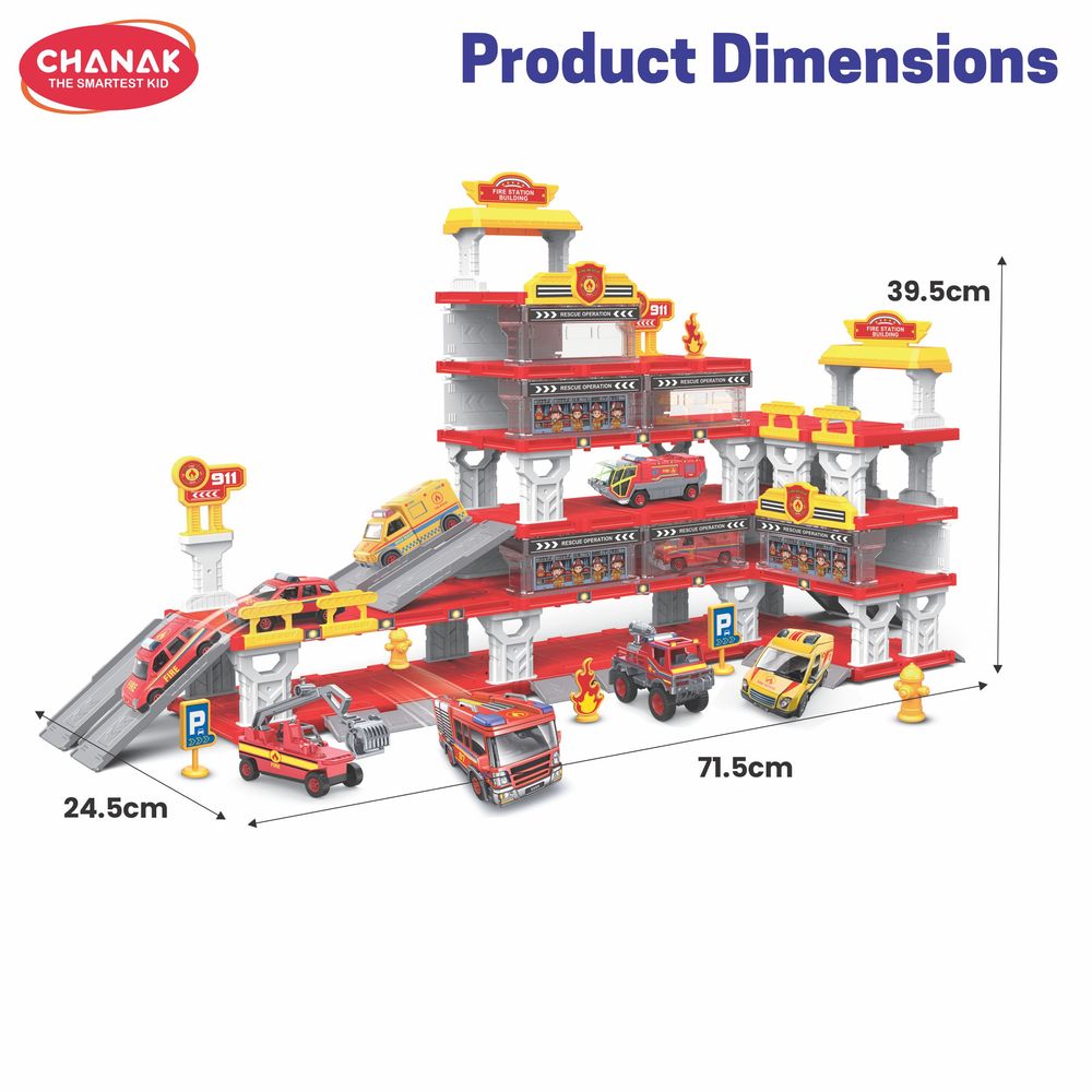 Chanak - 5 In 1 Fire Department Building Playset - 8 Pcs