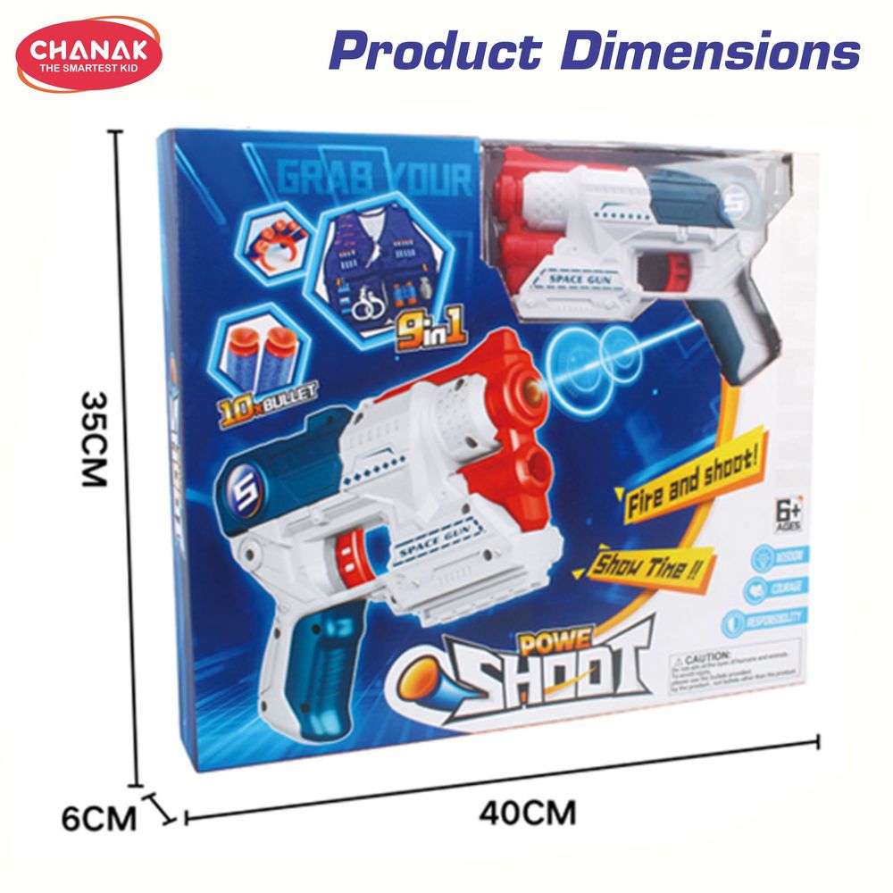 Chanak - Power Shoot Soft Foam Bullet Gun Set - 18 Pcs