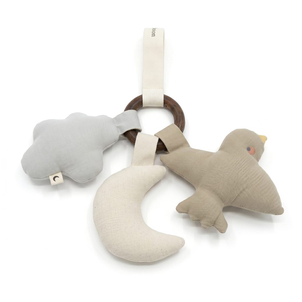 Moonboon - Soft Night Toy With Wooden Ring - Nature