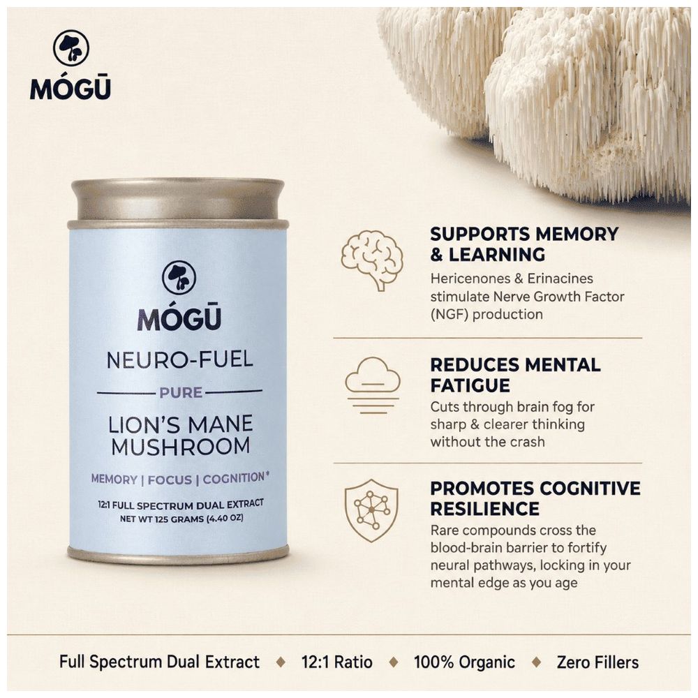 Mogu Mushrooms - Neuro Fuel Pure Lion's Mane 12:1 Extract Powder - 125 gm