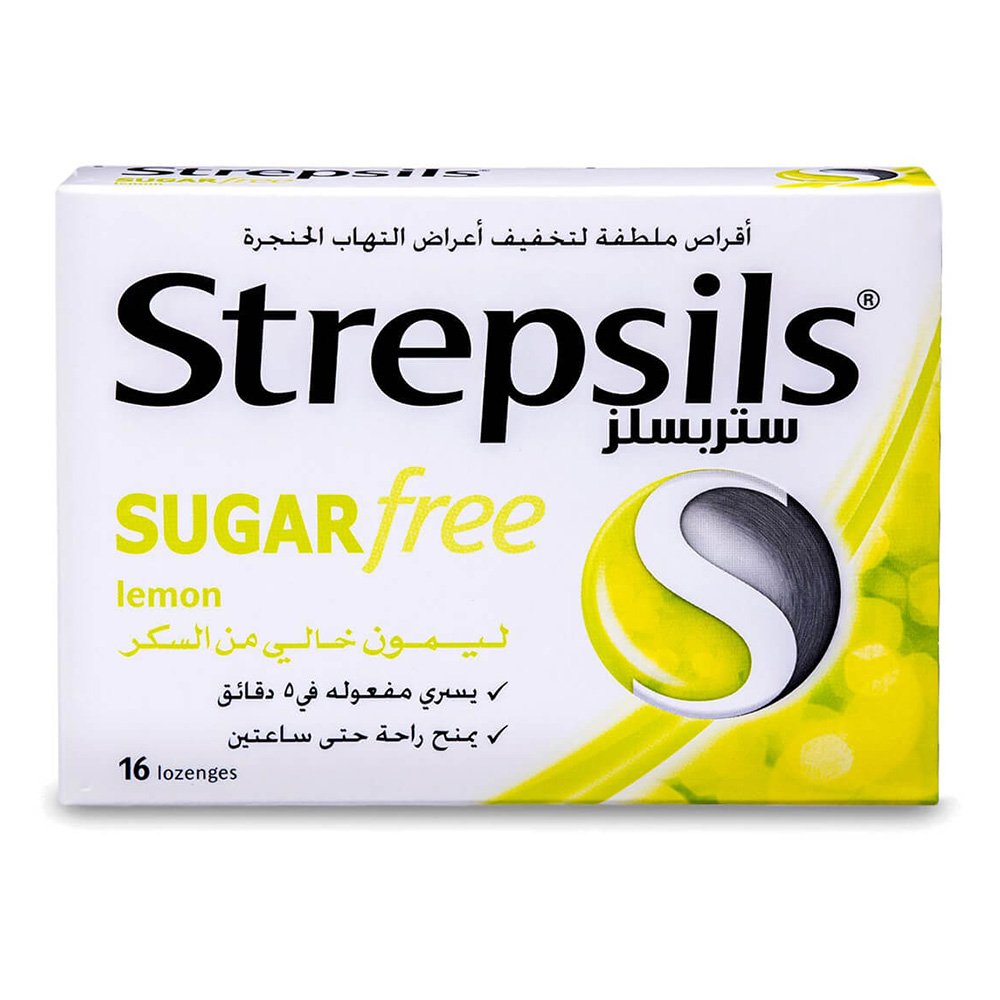 Strepsils - Sugar Free Lozenges - Lemon - 16 Tablets