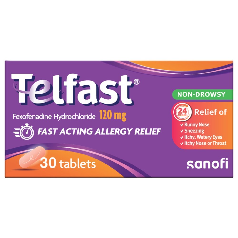 Telfast 120 mg Fast Acting Allergy Relief - 30 Tablets