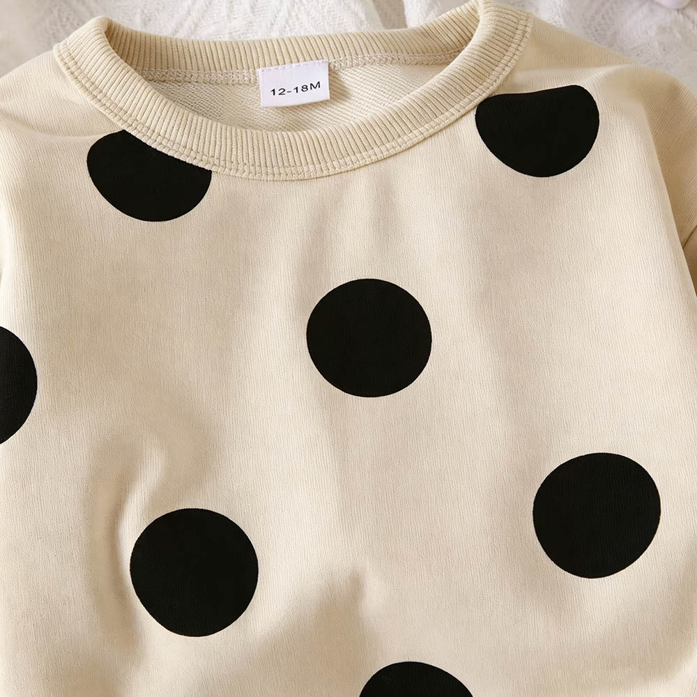 Taiyage - Baby Polka Dot Printed Pullover T-Shirt - Apricot