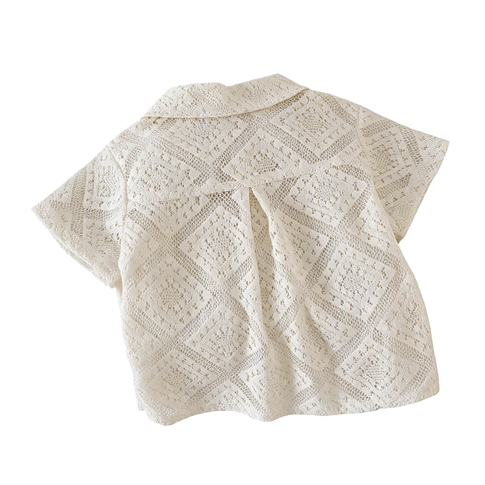Taiyage - Baby Mesh Short Sleeves Shirt With Pockets - Beige