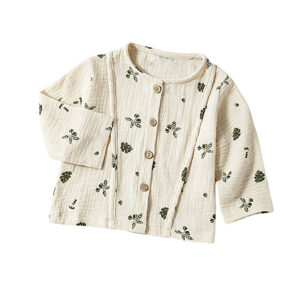 Taiyage - Baby Floral Printed Long-Sleeves Button-Down Shirt - Apricot