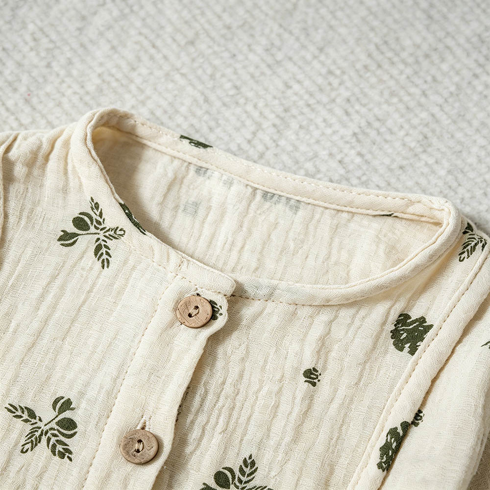 Taiyage - Baby Floral Printed Long-Sleeves Button-Down Shirt - Apricot